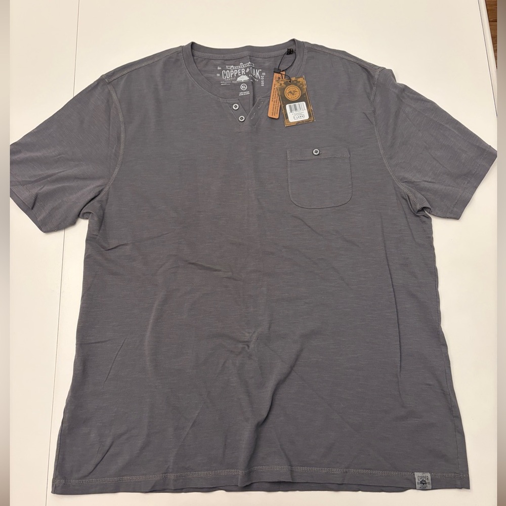 Copper & Oak Men’s Henley T-Shirt – Gray – Size XL – NWT